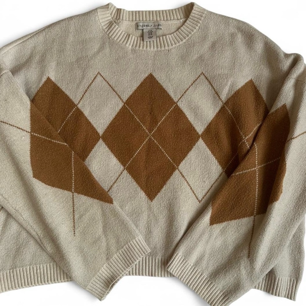 SWEATER BUNDLE - Two Retro 70's Inspired Academia Sweaters - Size Medium - Picture 2 of 15
